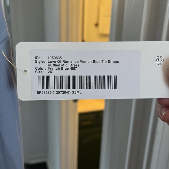 Love Of Romance French Blue Tie-Straps Ruffled Midi Dress NWT - Picture 6 of 10